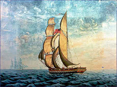 painting of cleopatra's bardge at sea